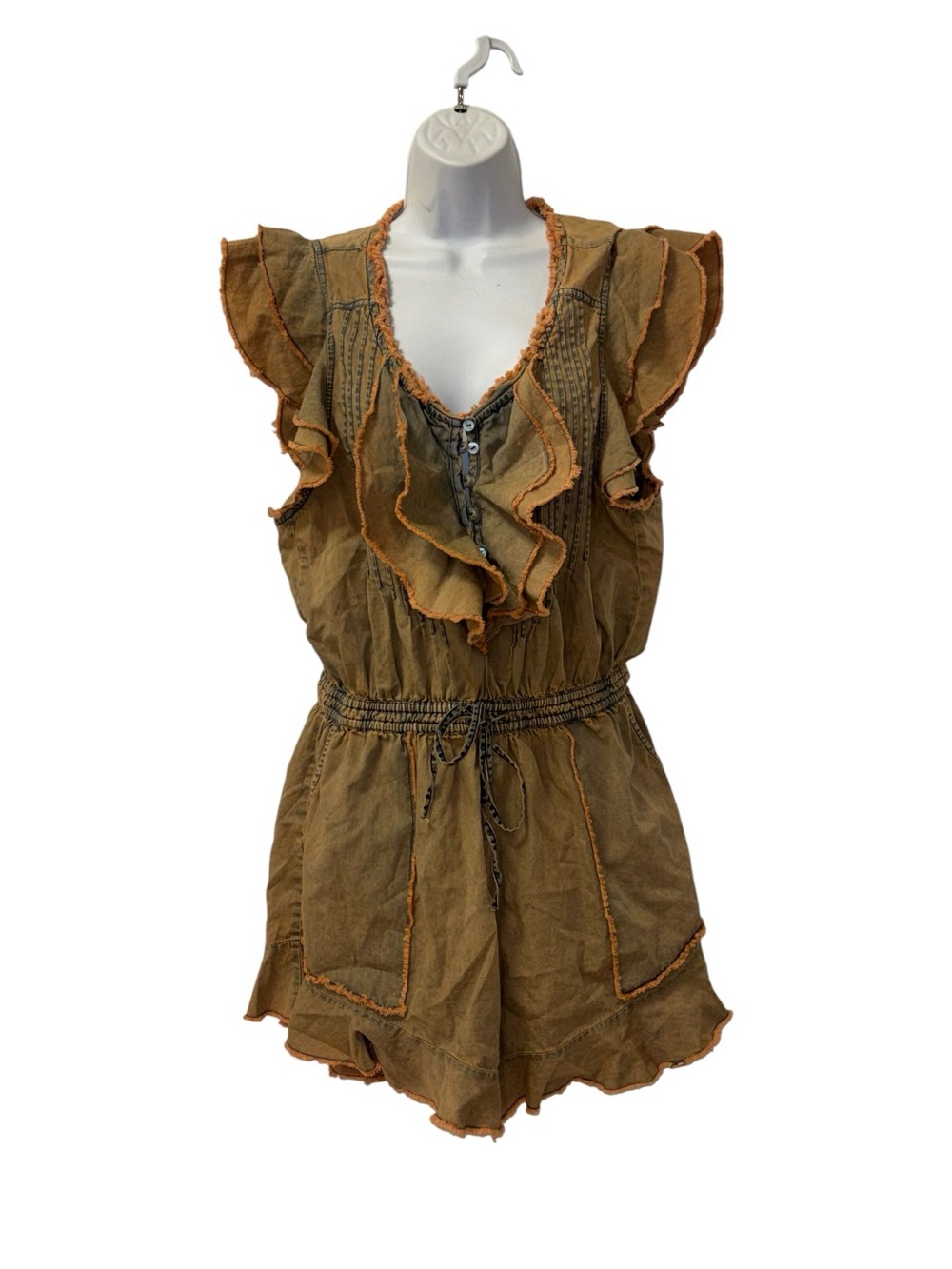 Free People Taupe Ruffle Romper - Picture 2 of 6